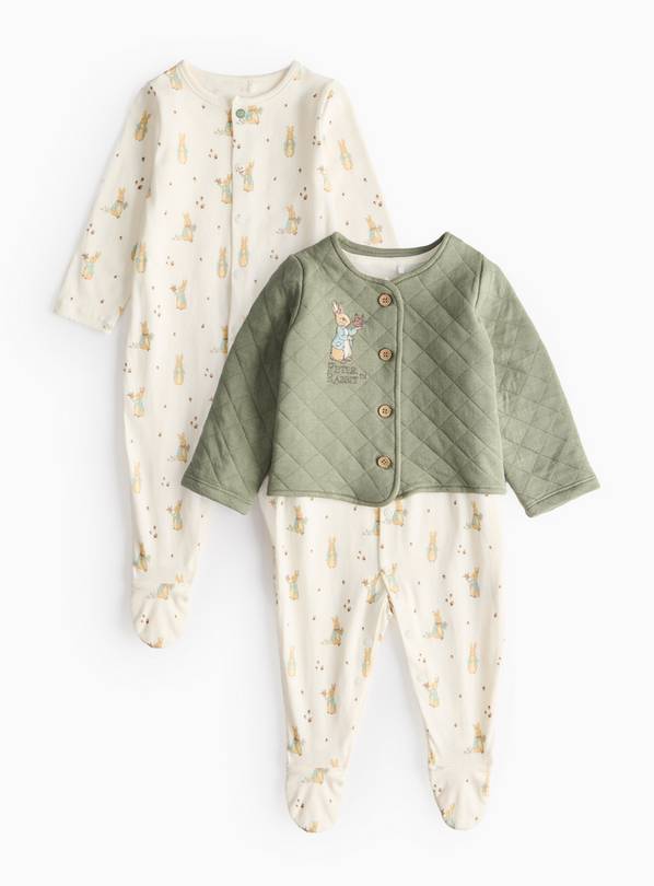 Khaki Peter Rabbit Sleepsuit & Jacket Set 9-12 months